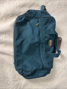 Vintage Jaguar Teal Duffel Bag with Carry Handles and Strap